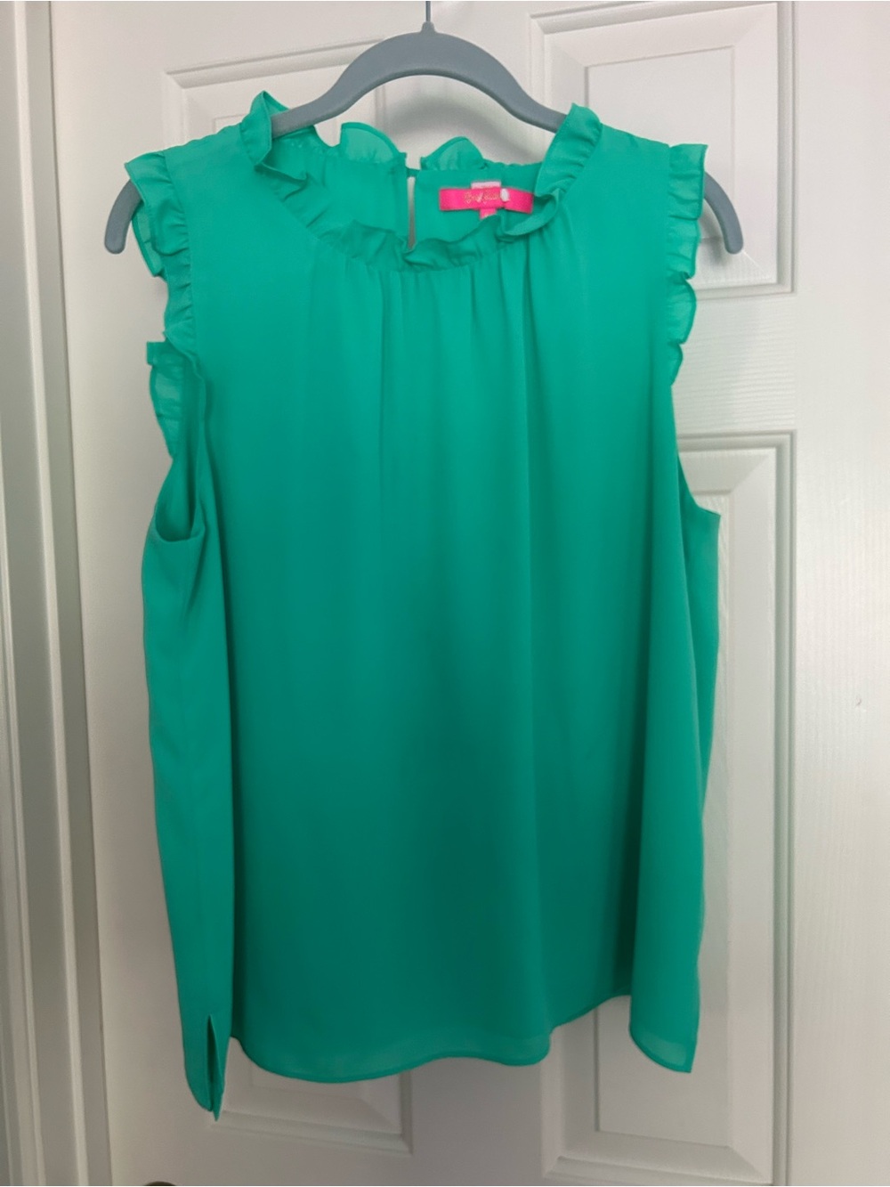 Lilly Pulitzer Teal Green Ruffle Neck Sleeveless Camisole